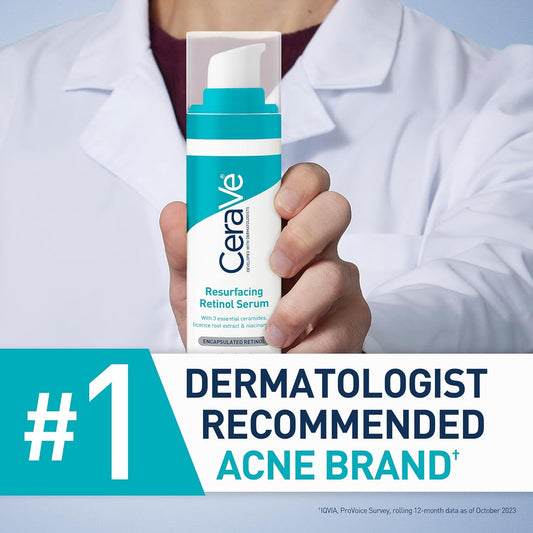 CeraVe Suero de Retinol Renovador para Marcas Post-Acné, Formulado con Extracto de Raíz de Regaliz y Niacinamida, Suero Iluminador y Minimizador de Poros para el Rostro, Reparación de Barrera Cutánea