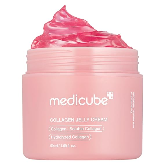 medicube Crema de gelatina de colágeno, niacinamida y colágeno hidrolizado liofilizado, aumenta la hidratación de la barrera de la piel y da un aspecto brillante y levantado las 24 horas, cuidado de