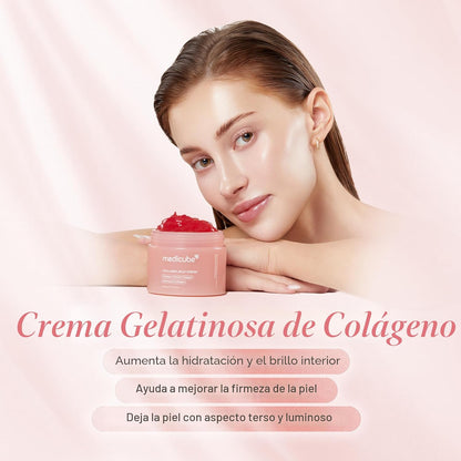 medicube Crema de gelatina de colágeno, niacinamida y colágeno hidrolizado liofilizado, aumenta la hidratación de la barrera de la piel y da un aspecto brillante y levantado las 24 horas, cuidado de