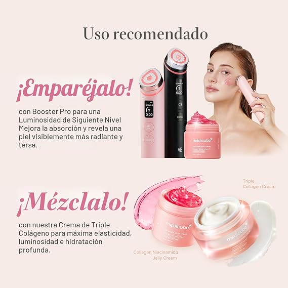 medicube Crema de gelatina de colágeno, niacinamida y colágeno hidrolizado liofilizado, aumenta la hidratación de la barrera de la piel y da un aspecto brillante y levantado las 24 horas, cuidado de