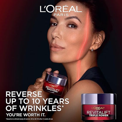 'Oreal Paris Revitalift Triple Power Crema hidratante facial antienvejecimiento, Pro Retinol, ácido hialurónico y vitamina C, reduce las arrugas, 2.55...