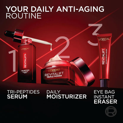 'Oreal Paris Revitalift Triple Power Crema hidratante facial antienvejecimiento, Pro Retinol, ácido hialurónico y vitamina C, reduce las arrugas, 2.55...