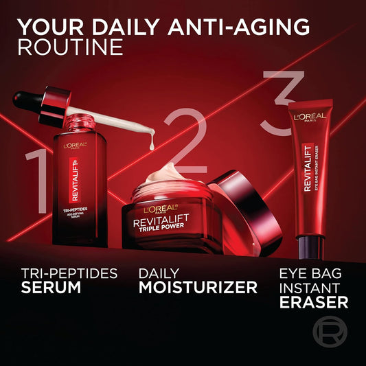 'Oreal Paris Revitalift Triple Power Crema hidratante facial antienvejecimiento, Pro Retinol, ácido hialurónico y vitamina C, reduce las arrugas, 2.55...