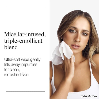 Neutrogena Toallitas para quitar maquillaje micelares sin alcohol para el rostro, eliminan la máscara impermeable y el aceite, toallitas de tela 100% compostable a base de plantas