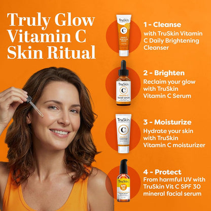 TruSkin - Suero de vitamina C para la cara, suero facial antienvejecimiento con vitamina C, ácido hialurónico, vitamina E, fórmula iluminadora, mejora la apariencia de manchas oscuras, tono, líneas