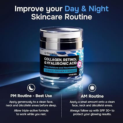 Crema hidratante de colágeno, retinol y ácido hialurónico antienvejecimiento